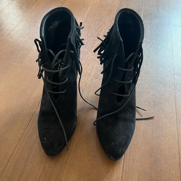 NWTO Saint Laurent black suede ankle boot size 37.5 - Picture 3 of 5